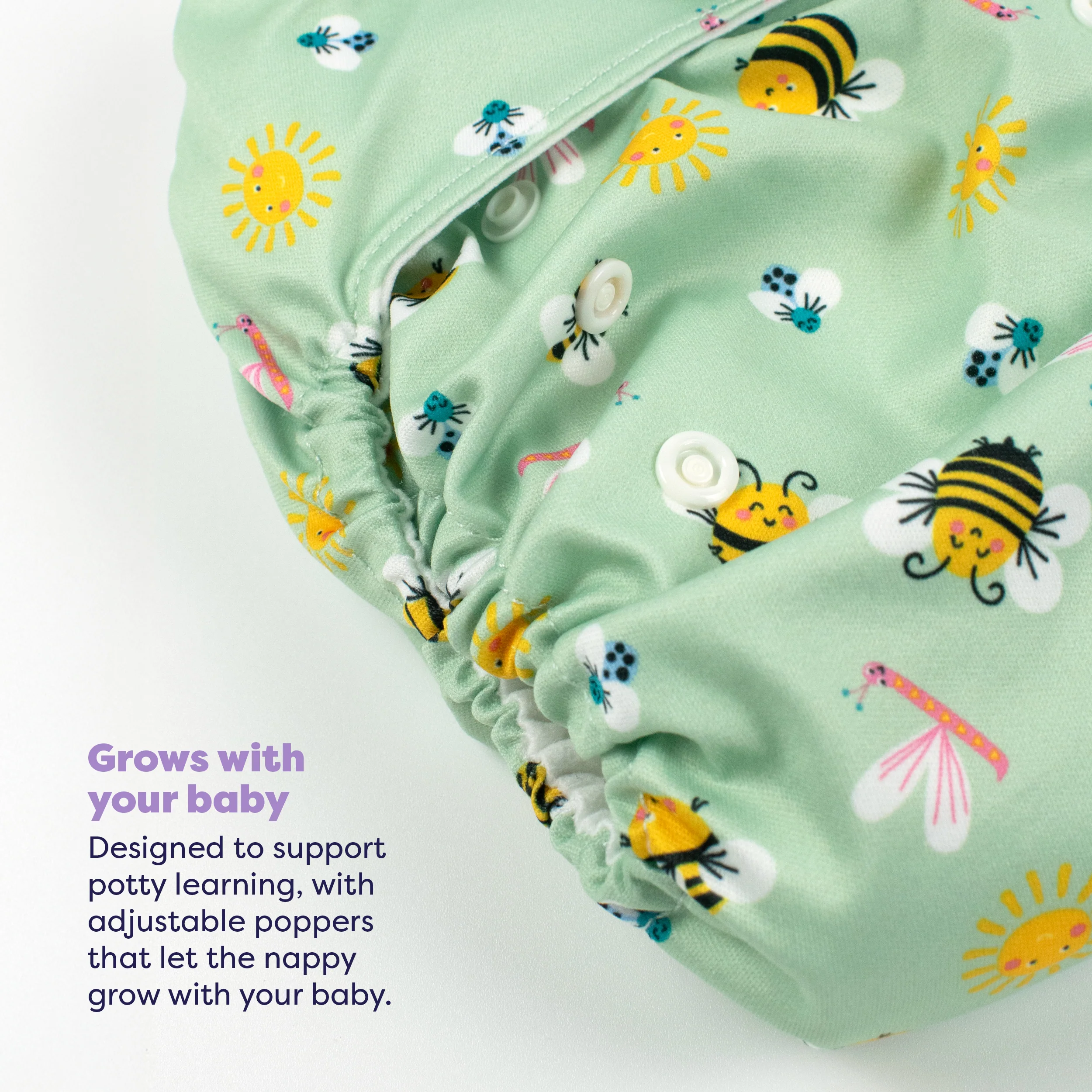 3 Pack Miosolo All-in-One Reusable Diaper in Bugs Life - Image 3