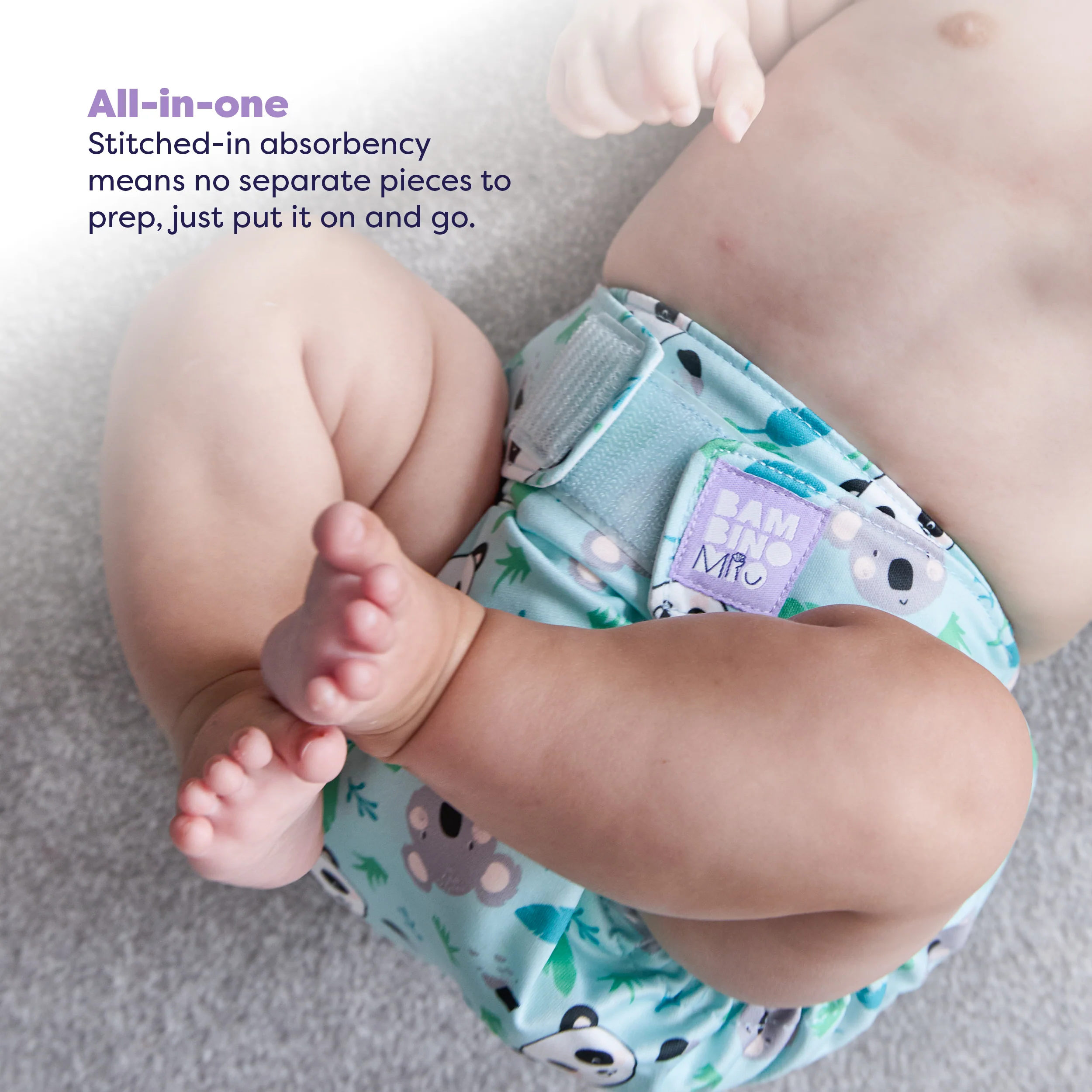 3 Pack Miosolo All-in-One Reusable Diaper in Animal - Image 5