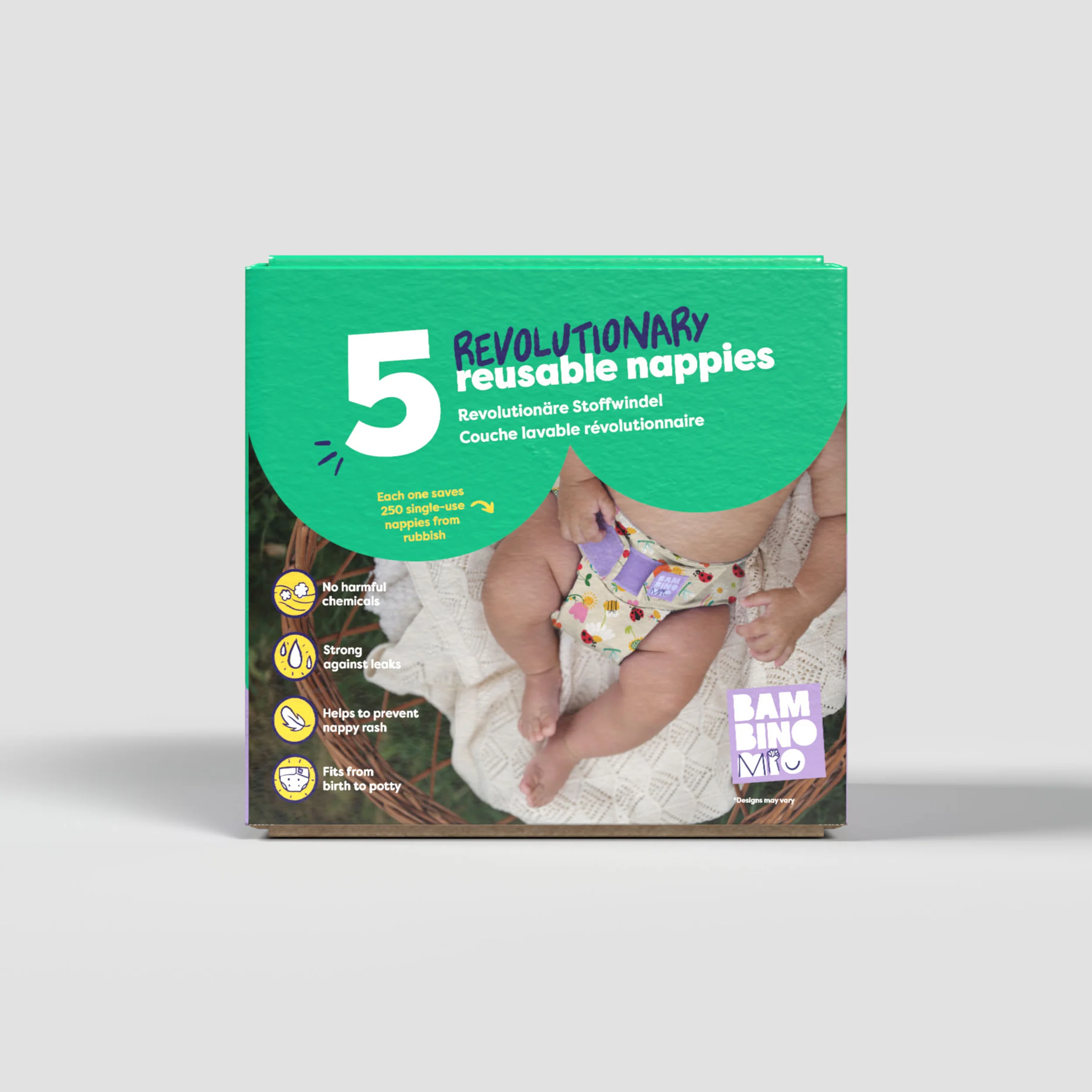 5 Pack Revolutionary Reusable Diaper Bundle in Garden Party - Image 7