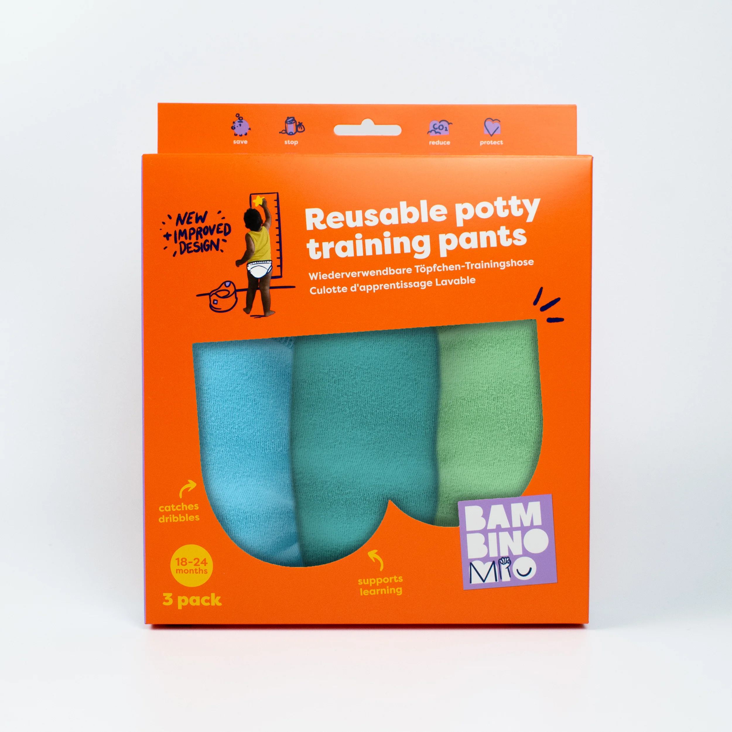 NEW: Reusable Potty Training Pants 3 Pack in Blue - Elite - Image 5