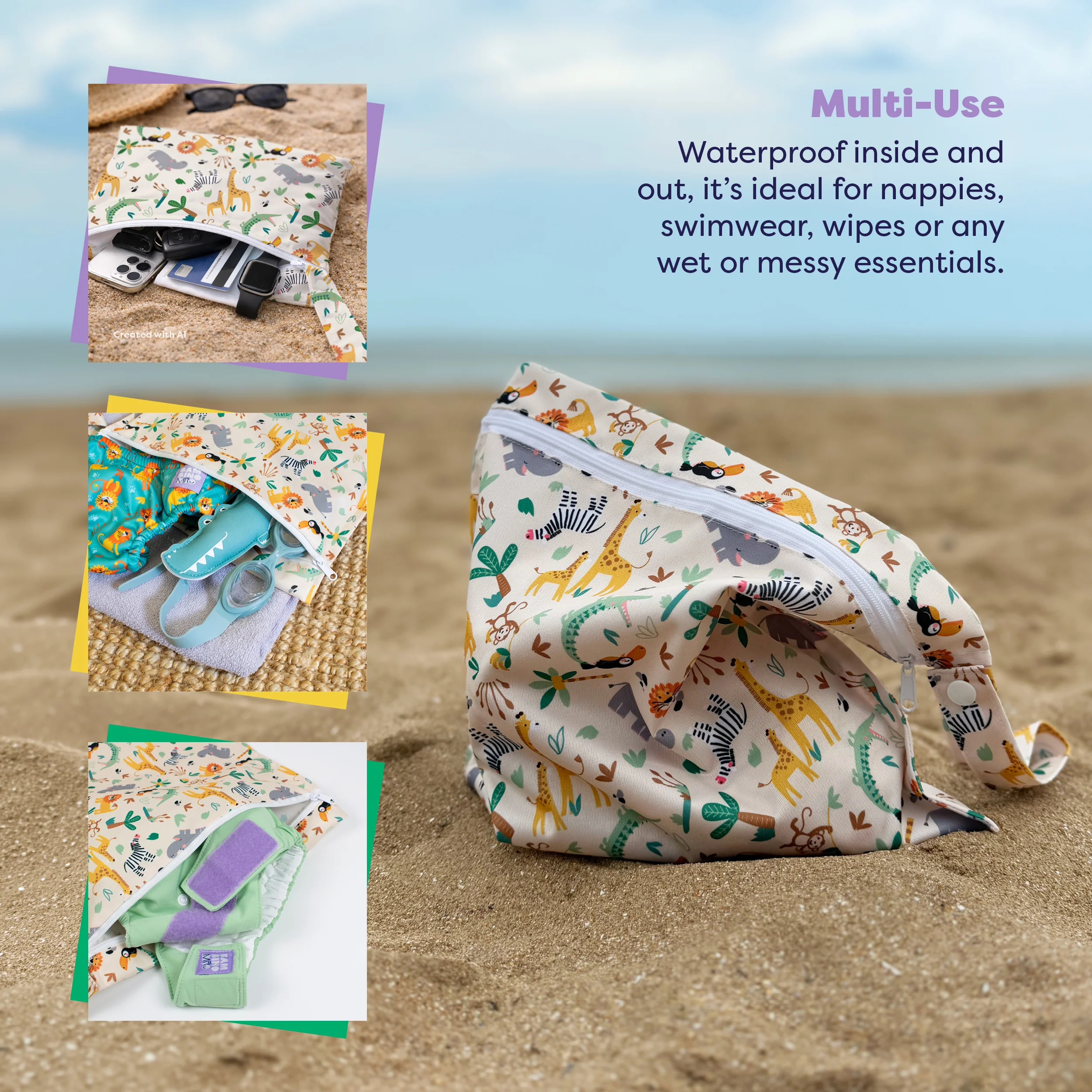 The Essentials Reusable Diaper Bundle in Wildlife + Pastels - Image 9