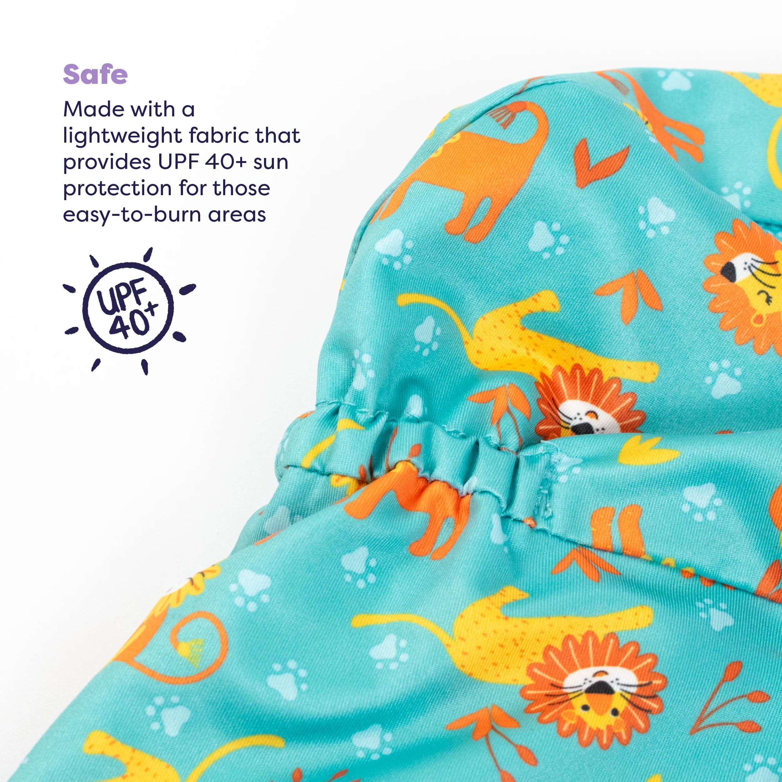 UPF 40+ Reversible Swim Hat for Babies and Toddlers in Cool Cats - Image 3