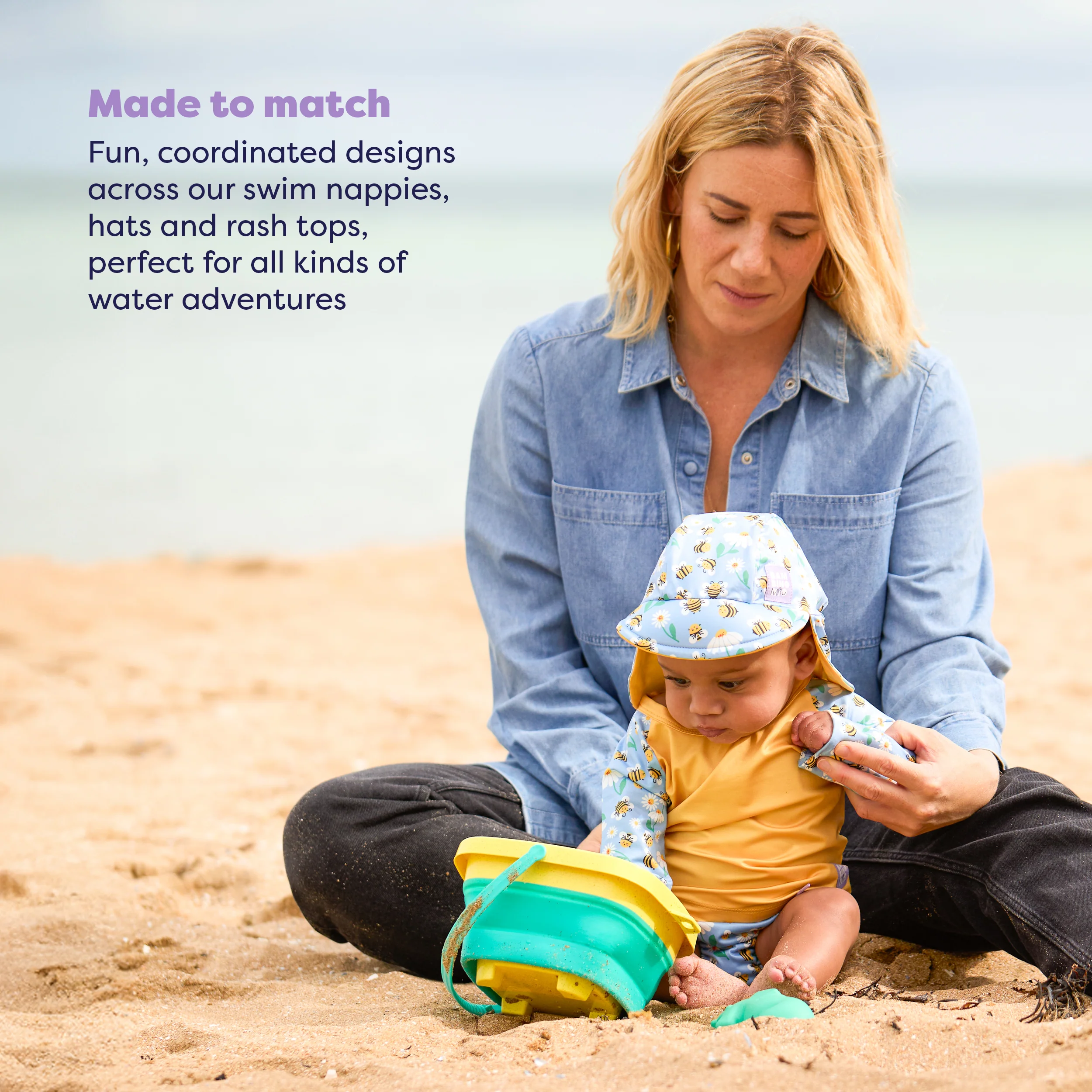 UPF 40+ Baby Rash Vest in Busy Bees - Image 4