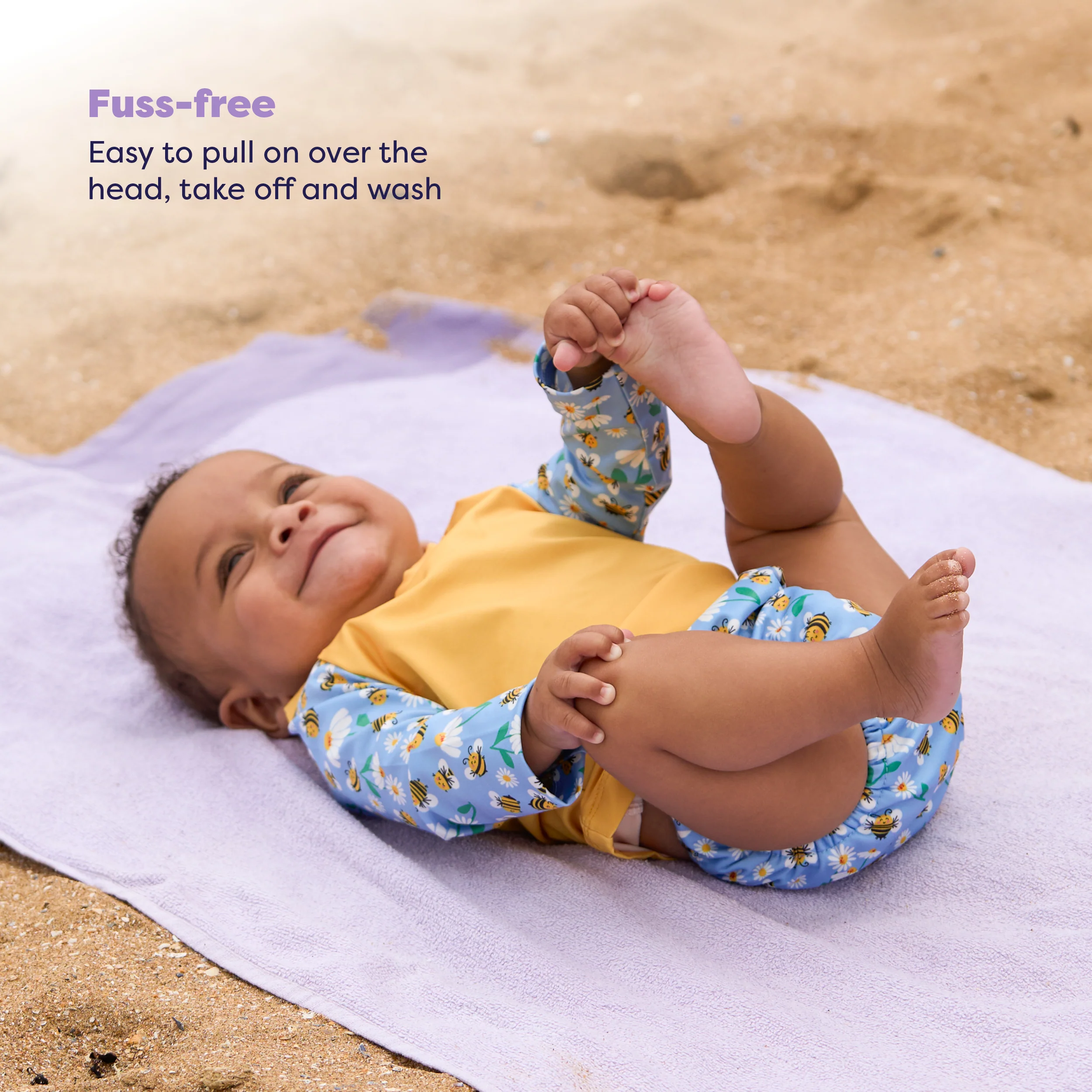 UPF 40+ Baby Rash Vest in Busy Bees - Image 5