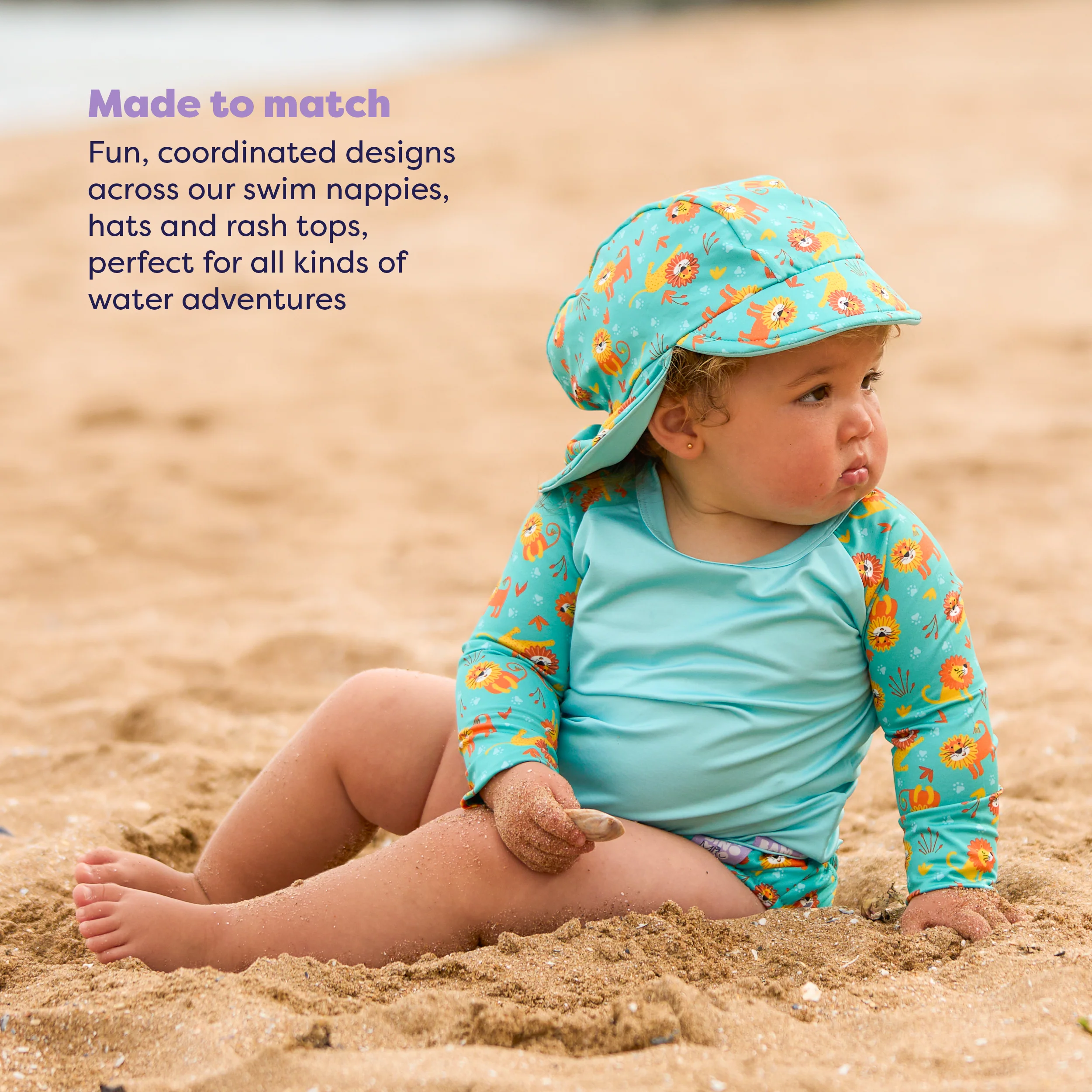 UPF 40+ Baby Rash Vest in Cool Cats - Image 4