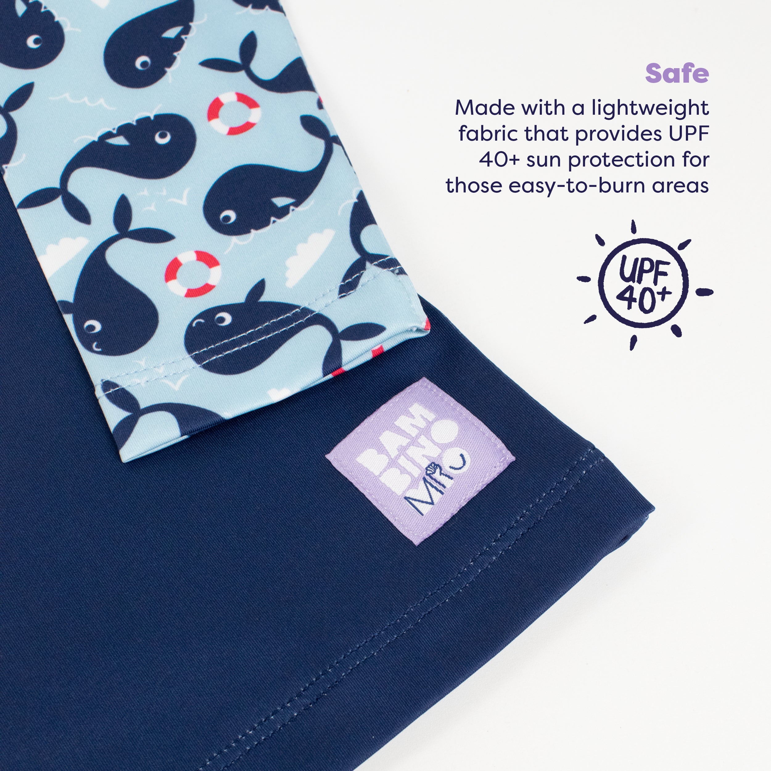 UPF 40+ Baby Rash Vest - Blue Whale - Image 3
