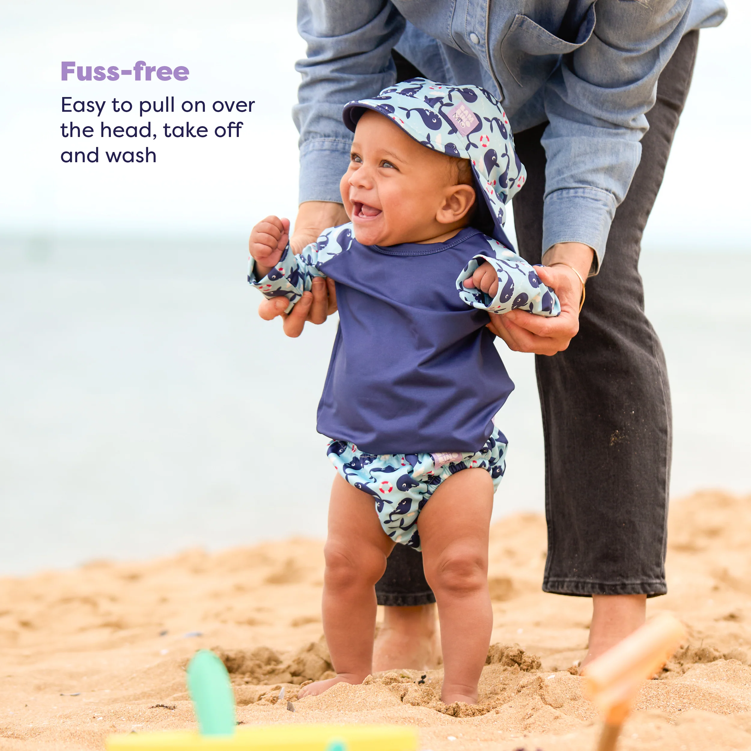 UPF 40+ Baby Rash Vest - Blue Whale - Image 5