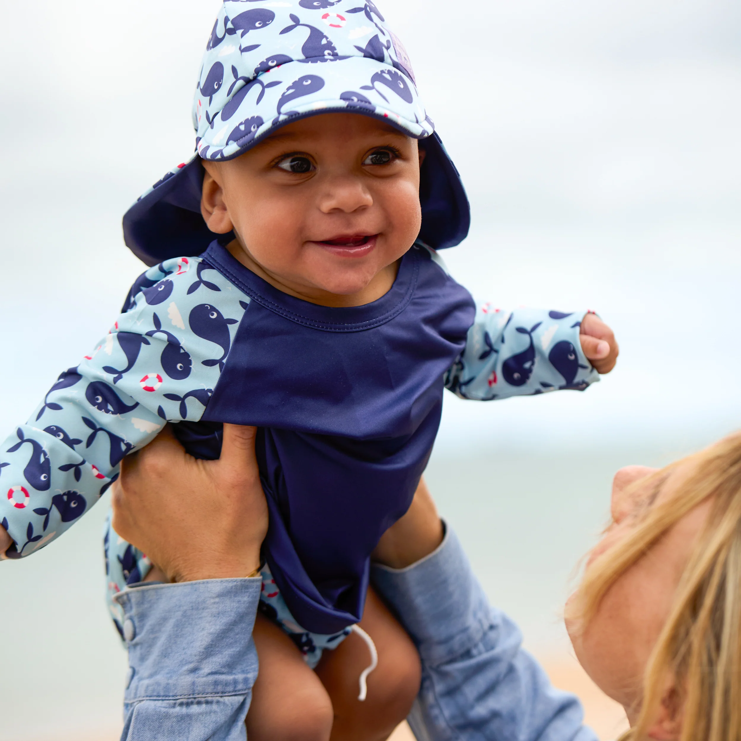 UPF 40+ Baby Rash Vest - Blue Whale - Image 6